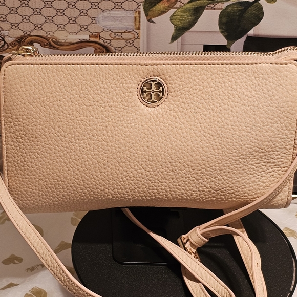 Tory Burch Pebbled Leather Blush Pink Crossbody Bag - Picture 9 of 15